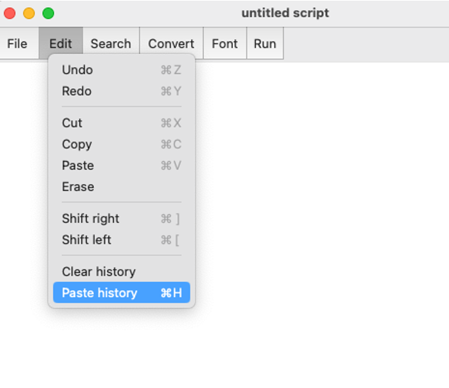 Paste history within the Praat script.